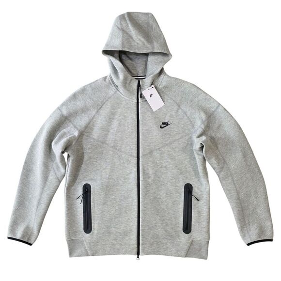 Nike Tech Fleece Windrunner Hooded Jacket Men's XL Heather Grey Black Pockets LE - Picture 2 of 16